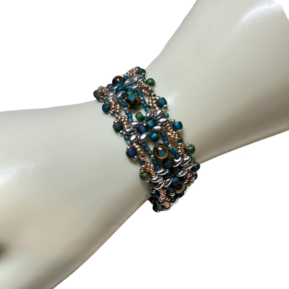 HANDMADE Denim Lace Bracelet  7”